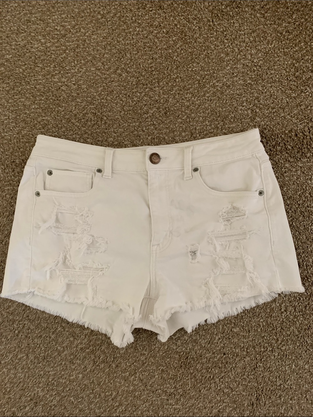 American Eagle Outfitters White Ripped Denim Shorts
